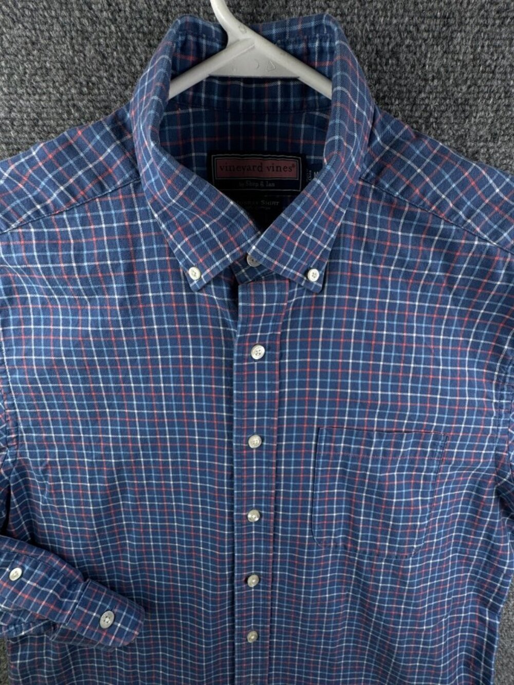 Vineyard Vines Murray Shirt Men Medium Blue Check Button Up Long Sleeve Adult